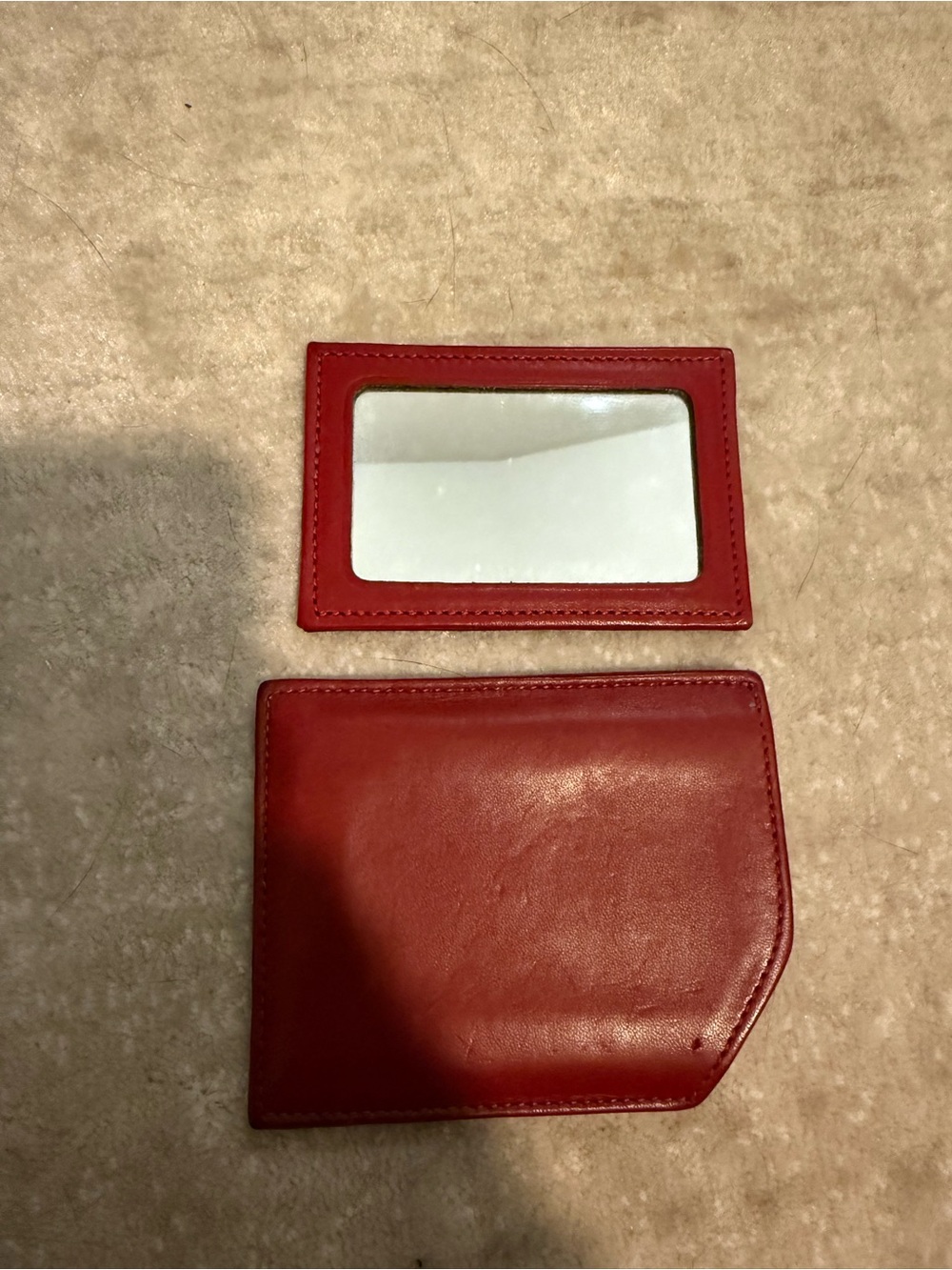 Coach Red Leather Compact Mirror with Case - Picture 6 of 6
